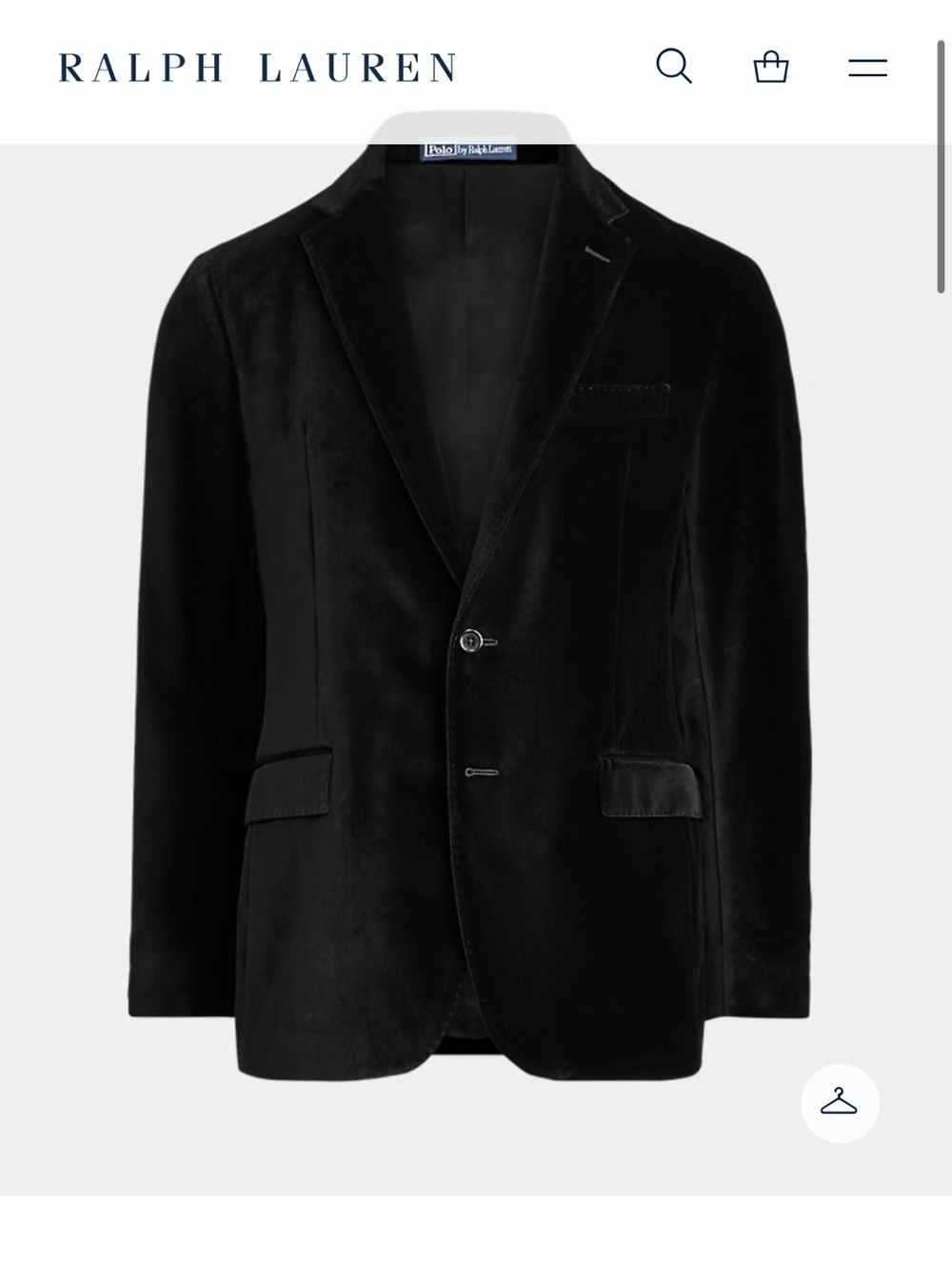 Polo Ralph Lauren Black vintage Velvet Jacket Blazer